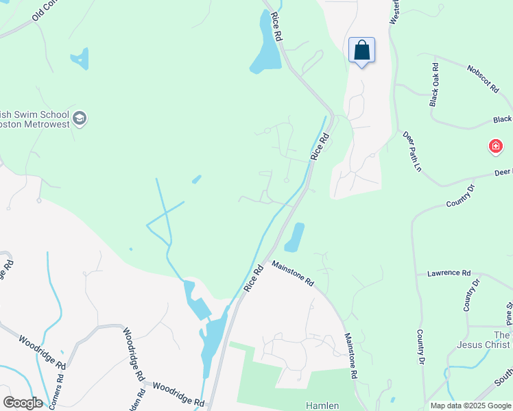 map of restaurants, bars, coffee shops, grocery stores, and more near 126 Rice Road in Wayland
