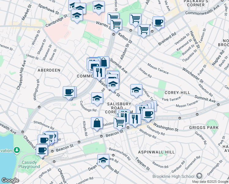 map of restaurants, bars, coffee shops, grocery stores, and more near in Boston