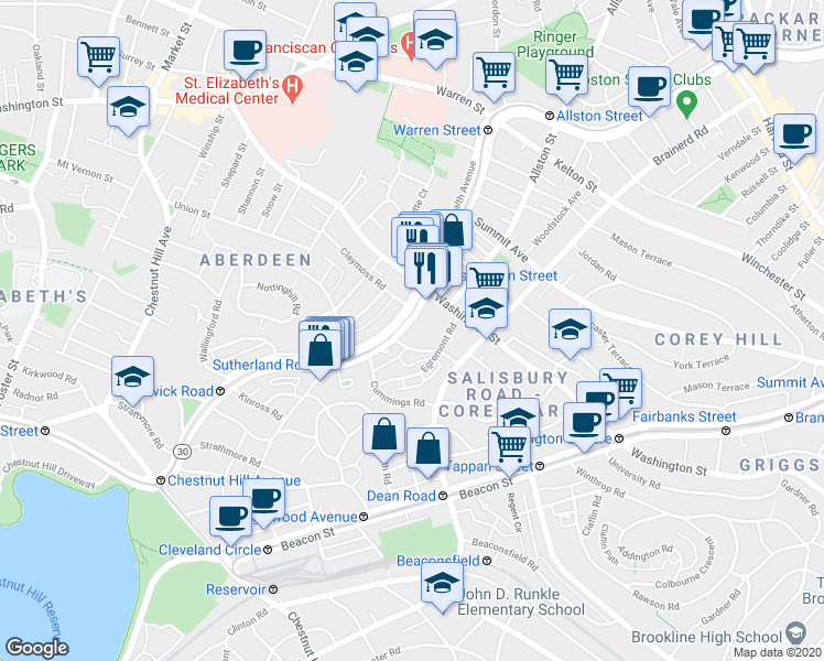 map of restaurants, bars, coffee shops, grocery stores, and more near in 