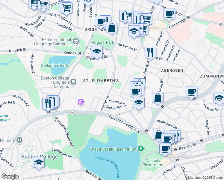 map of restaurants, bars, coffee shops, grocery stores, and more near 260 Foster Street in Boston