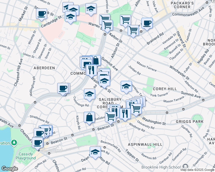 map of restaurants, bars, coffee shops, grocery stores, and more near 5 Washington Street in Boston