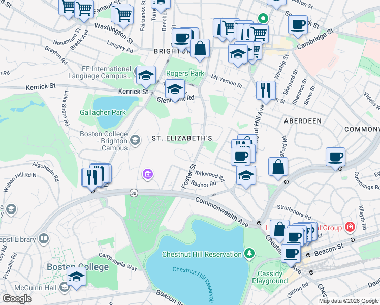 map of restaurants, bars, coffee shops, grocery stores, and more near 260 Foster Street in Boston