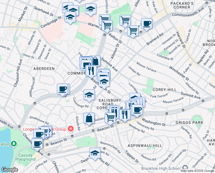map of restaurants, bars, coffee shops, grocery stores, and more near in Boston