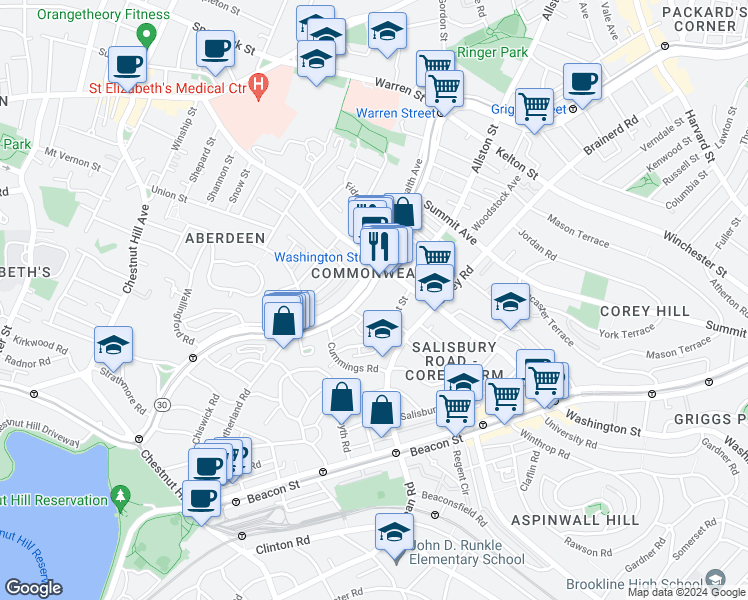map of restaurants, bars, coffee shops, grocery stores, and more near in 
