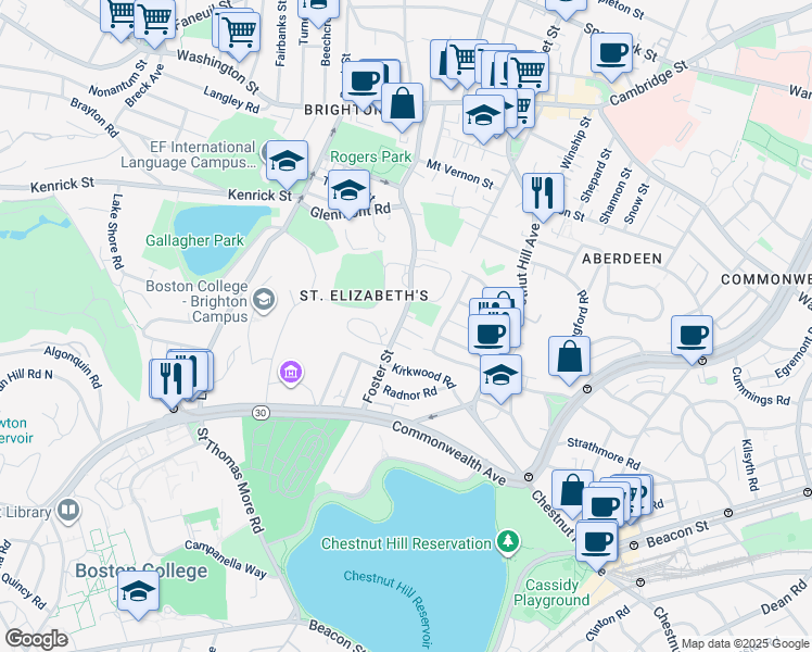 map of restaurants, bars, coffee shops, grocery stores, and more near 260 Foster Street in Boston