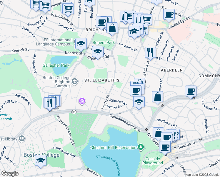 map of restaurants, bars, coffee shops, grocery stores, and more near 260 Foster Street in Boston