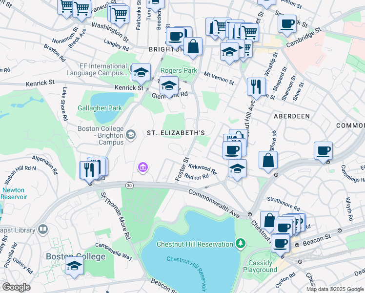 map of restaurants, bars, coffee shops, grocery stores, and more near 260 Foster Street in Boston
