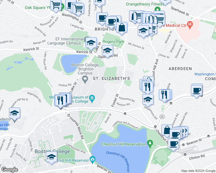 map of restaurants, bars, coffee shops, grocery stores, and more near 22 Lane Park in Boston