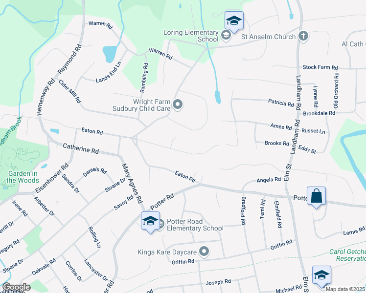 map of restaurants, bars, coffee shops, grocery stores, and more near 58 Overlook Drive in Framingham