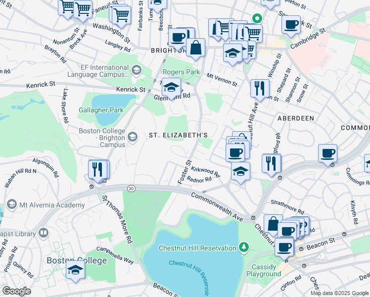 map of restaurants, bars, coffee shops, grocery stores, and more near 260 Foster Street in Boston