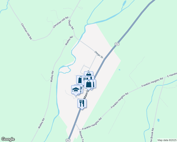 map of restaurants, bars, coffee shops, grocery stores, and more near Center Street in Franklin