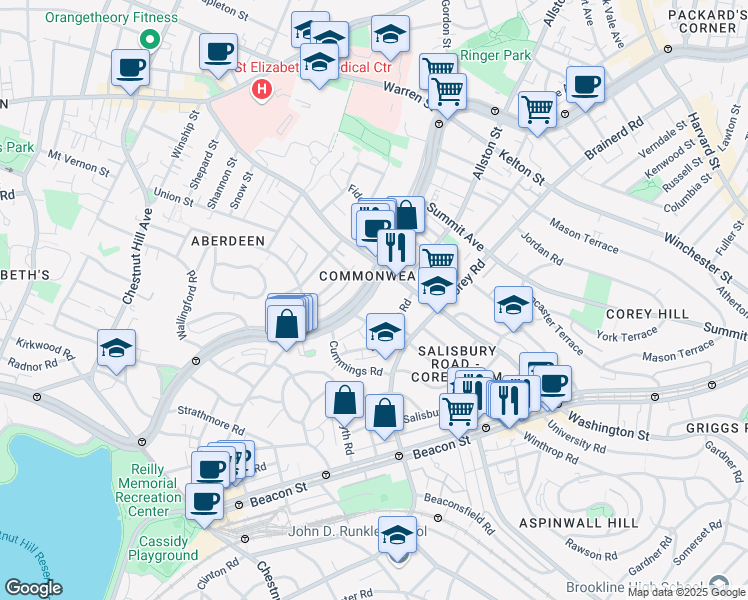 map of restaurants, bars, coffee shops, grocery stores, and more near in 