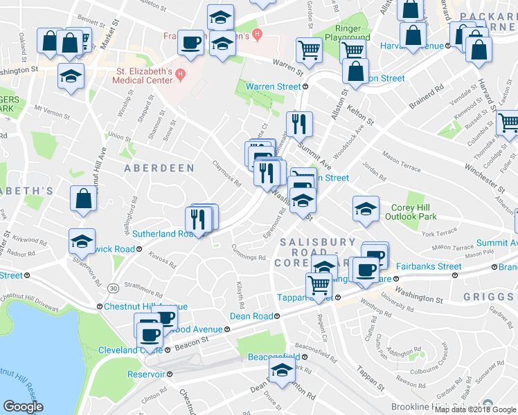 map of restaurants, bars, coffee shops, grocery stores, and more near in 