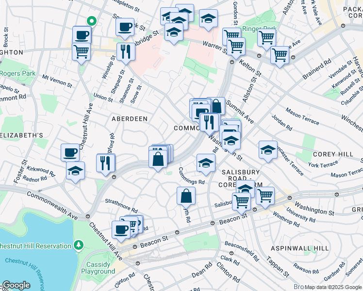 map of restaurants, bars, coffee shops, grocery stores, and more near 11 Ransom Road in Boston