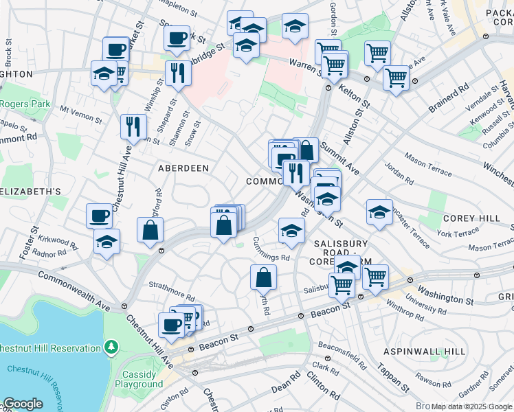 map of restaurants, bars, coffee shops, grocery stores, and more near 11 Ransom Road in Boston