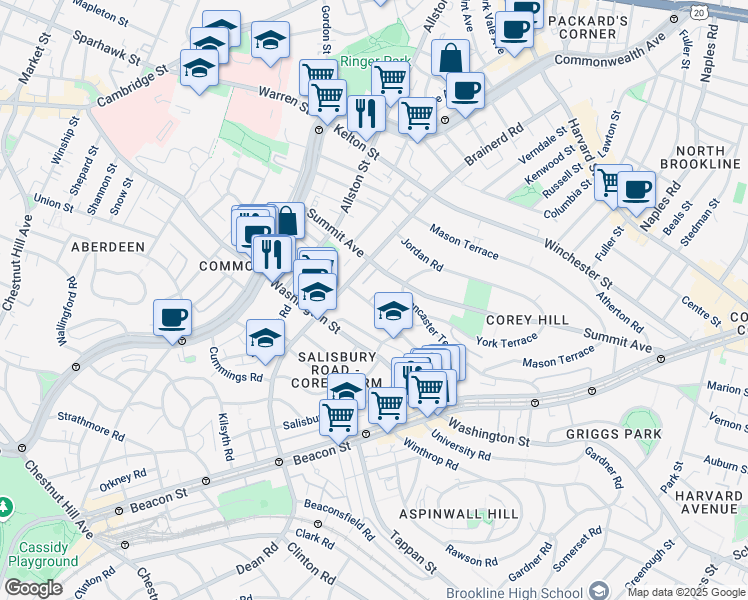 map of restaurants, bars, coffee shops, grocery stores, and more near in Boston