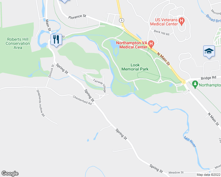 map of restaurants, bars, coffee shops, grocery stores, and more near 508 Fairway Village in Northampton