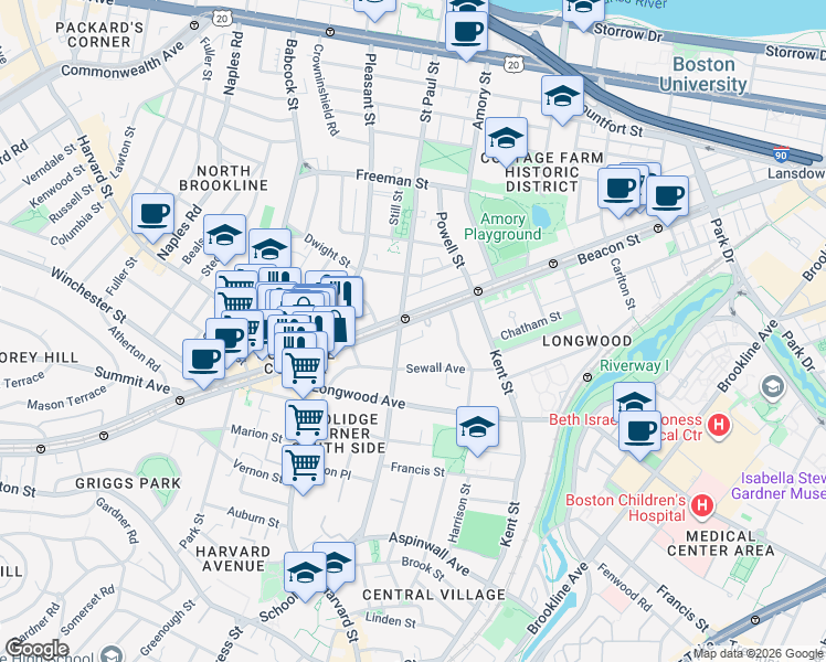 map of restaurants, bars, coffee shops, grocery stores, and more near in 