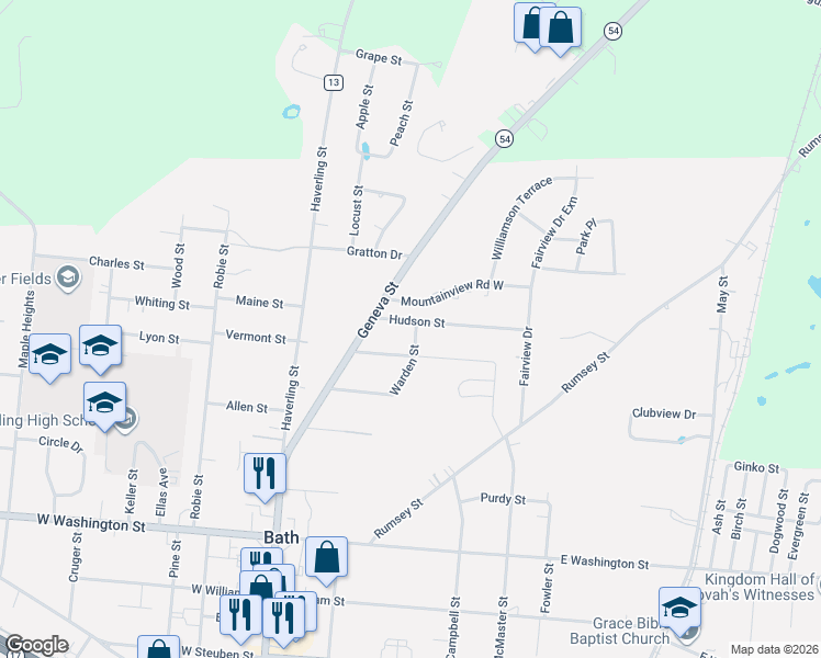 map of restaurants, bars, coffee shops, grocery stores, and more near 39 Warden Street in Bath