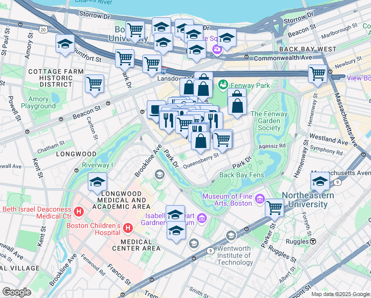 map of restaurants, bars, coffee shops, grocery stores, and more near 3 Private Alley 932 in Boston