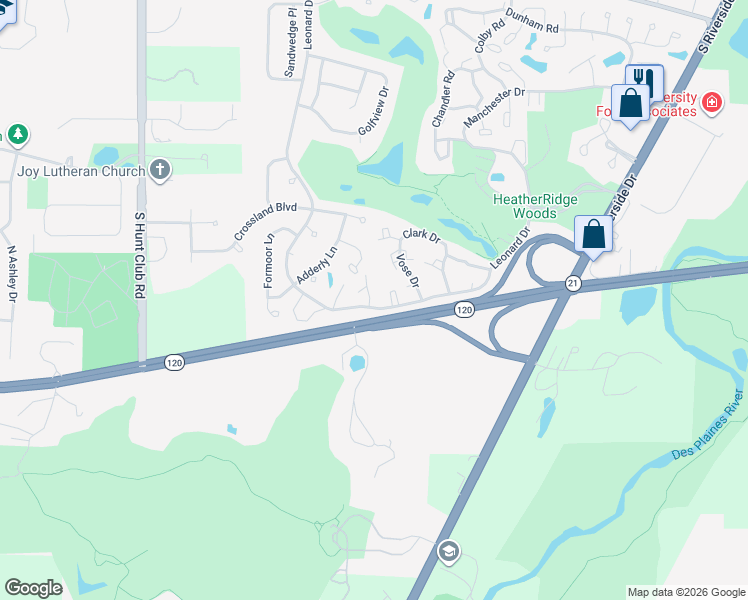 map of restaurants, bars, coffee shops, grocery stores, and more near 911 Bidwell Drive in Gurnee