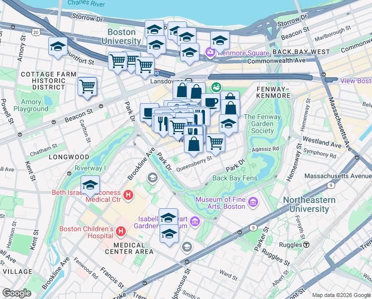 map of restaurants, bars, coffee shops, grocery stores, and more near 3 Private Alley 932 in Boston