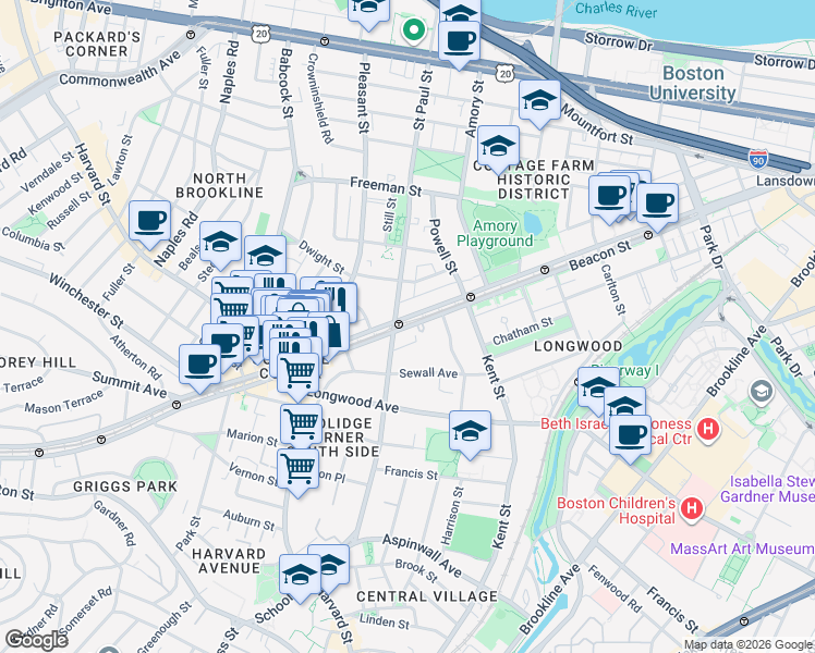 map of restaurants, bars, coffee shops, grocery stores, and more near in 