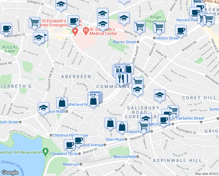 map of restaurants, bars, coffee shops, grocery stores, and more near 1-11 Ransom Road in Boston