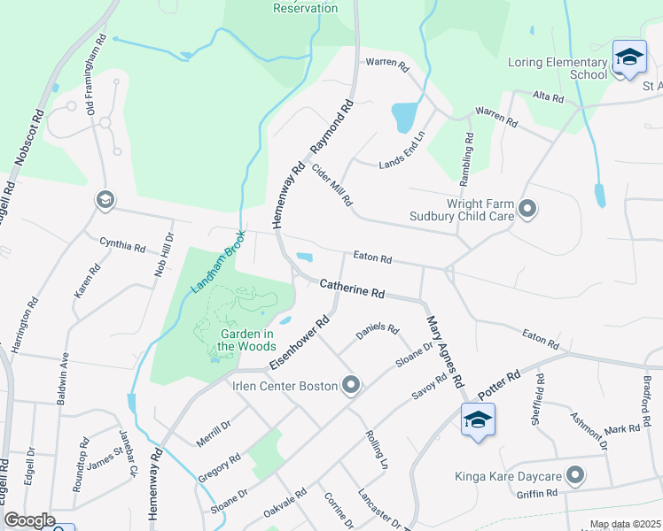 map of restaurants, bars, coffee shops, grocery stores, and more near 182 Eaton Road in Framingham