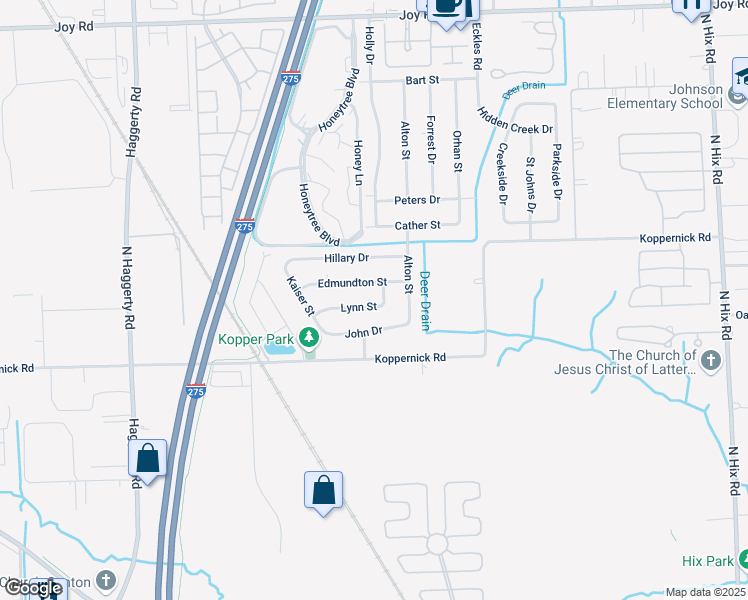 map of restaurants, bars, coffee shops, grocery stores, and more near 39792 Lynn Street in Canton