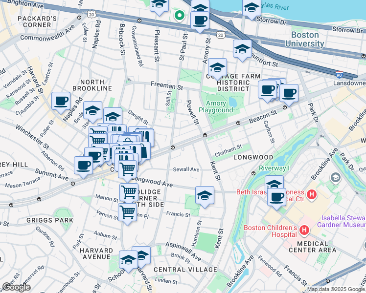 map of restaurants, bars, coffee shops, grocery stores, and more near in 