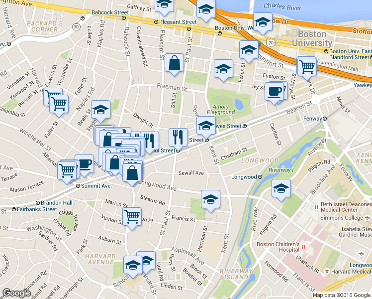 map of restaurants, bars, coffee shops, grocery stores, and more near in 