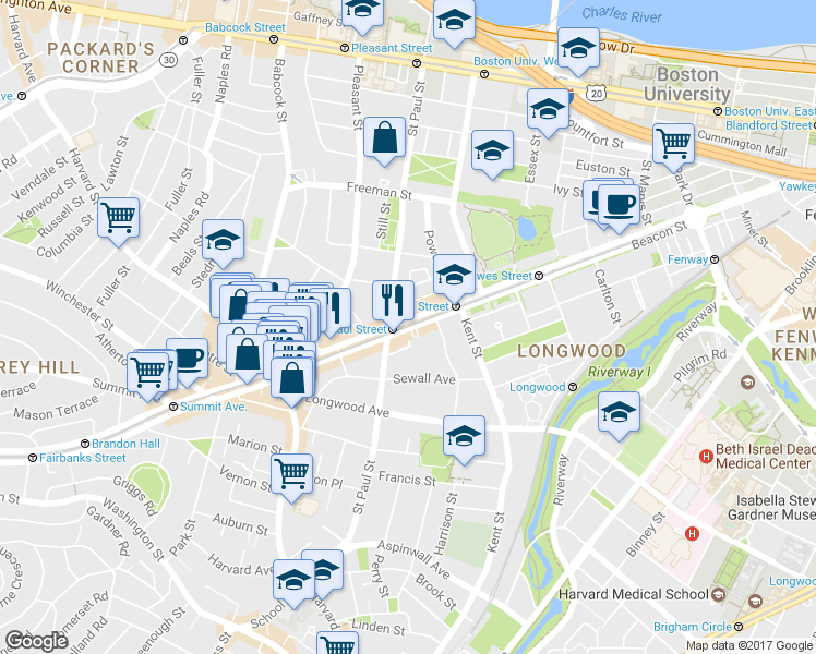 map of restaurants, bars, coffee shops, grocery stores, and more near in 