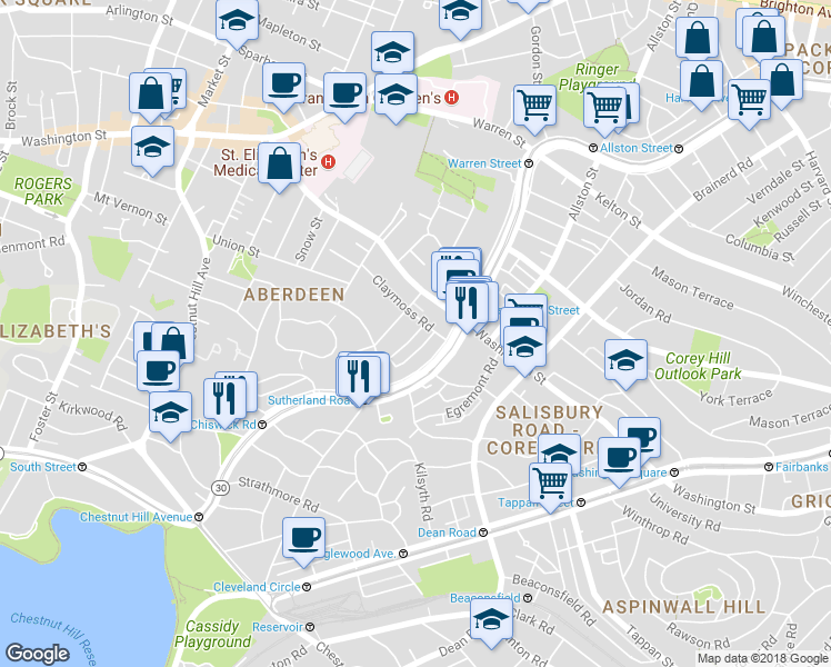 map of restaurants, bars, coffee shops, grocery stores, and more near 11 Ransom Road in Boston