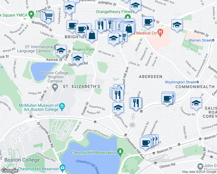 map of restaurants, bars, coffee shops, grocery stores, and more near 10 Portina Road in Boston