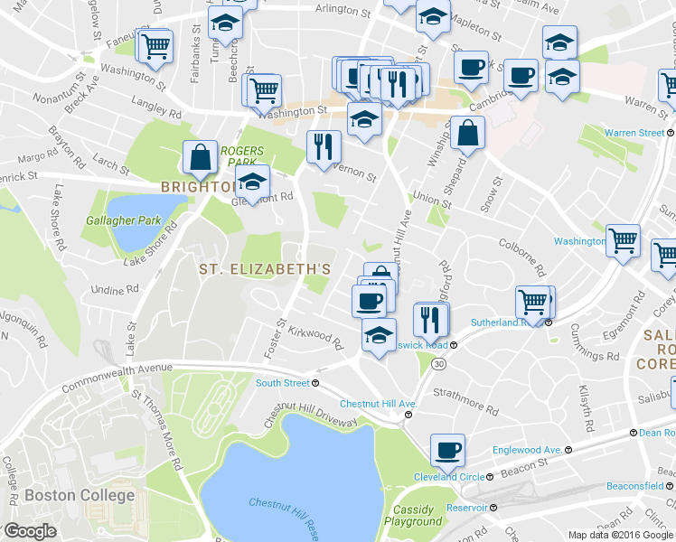 map of restaurants, bars, coffee shops, grocery stores, and more near 10 Portina Road in Boston