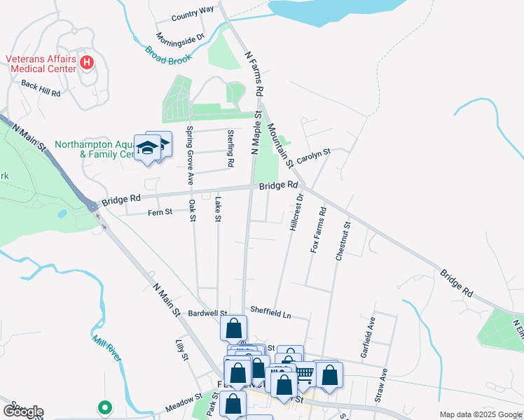 map of restaurants, bars, coffee shops, grocery stores, and more near 29 Howes Street in Northampton