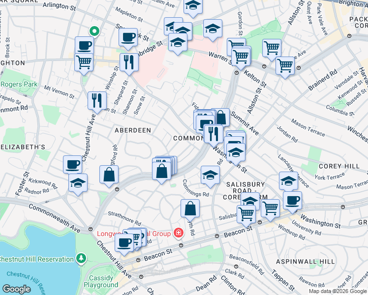 map of restaurants, bars, coffee shops, grocery stores, and more near 11 Ransom Road in Boston