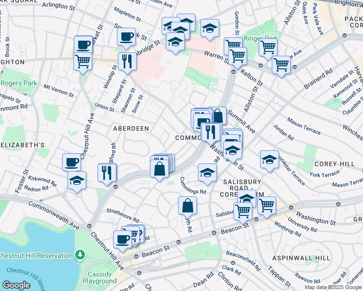 map of restaurants, bars, coffee shops, grocery stores, and more near 11 Ransom Road in Boston
