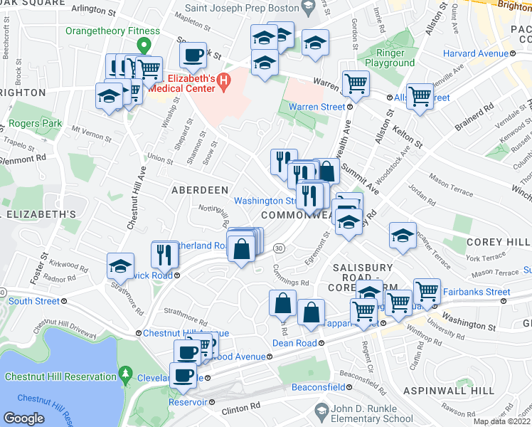 map of restaurants, bars, coffee shops, grocery stores, and more near 11 Ransom Road in Boston