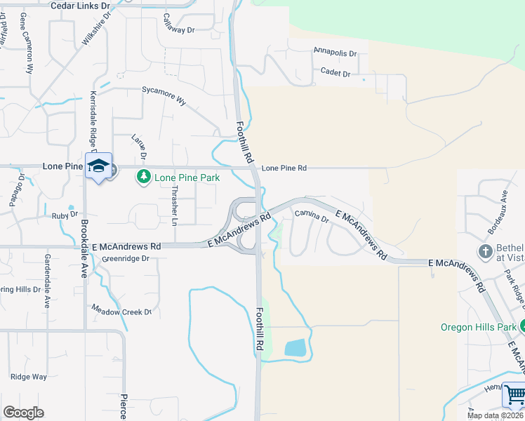 map of restaurants, bars, coffee shops, grocery stores, and more near McAndrews Road Bike Path in Medford