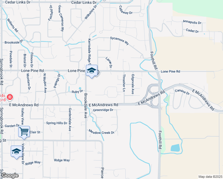 map of restaurants, bars, coffee shops, grocery stores, and more near 3286 Lone Pine Rd in Medford