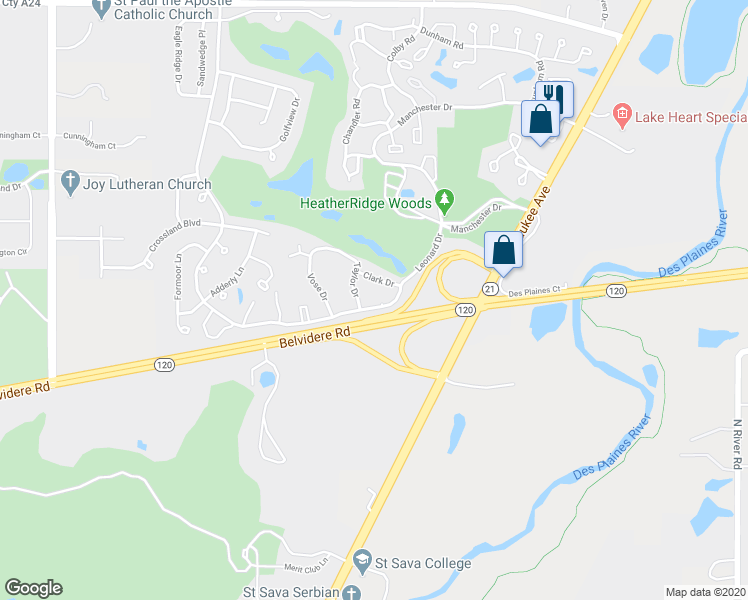 map of restaurants, bars, coffee shops, grocery stores, and more near 963 Taylor Drive in Gurnee