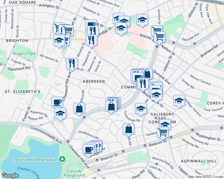 map of restaurants, bars, coffee shops, grocery stores, and more near Colborne Road in Boston