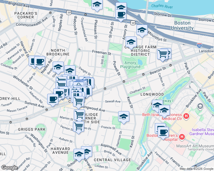 map of restaurants, bars, coffee shops, grocery stores, and more near in 