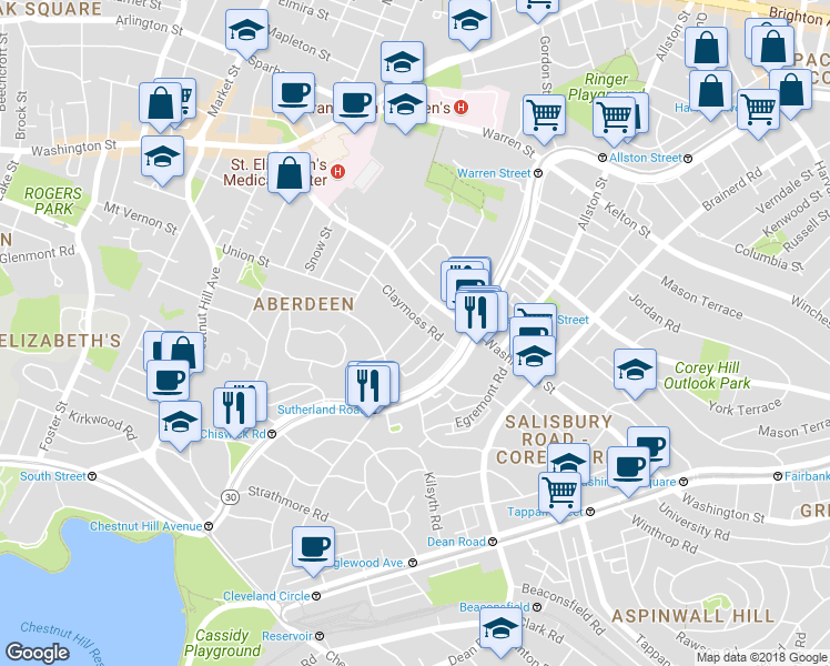 map of restaurants, bars, coffee shops, grocery stores, and more near 11 Ransom Road in Boston