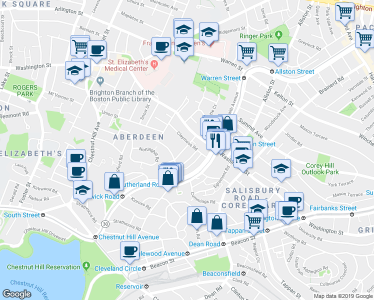 map of restaurants, bars, coffee shops, grocery stores, and more near 11 Ransom Road in Boston