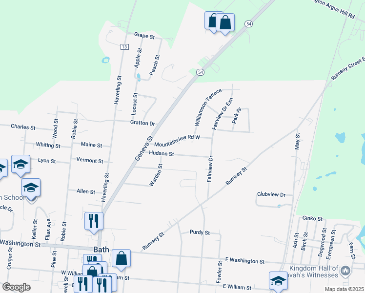 map of restaurants, bars, coffee shops, grocery stores, and more near 39 Hudson Street in Bath