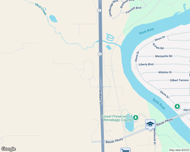 map of restaurants, bars, coffee shops, grocery stores, and more near 5804 North Main Street in Rockford
