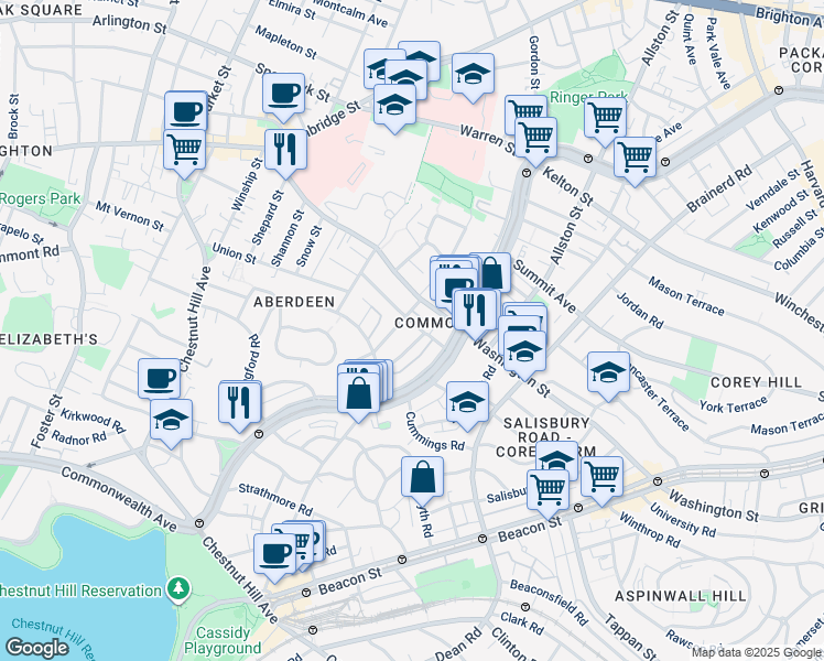 map of restaurants, bars, coffee shops, grocery stores, and more near 1 Ransom Road in Boston